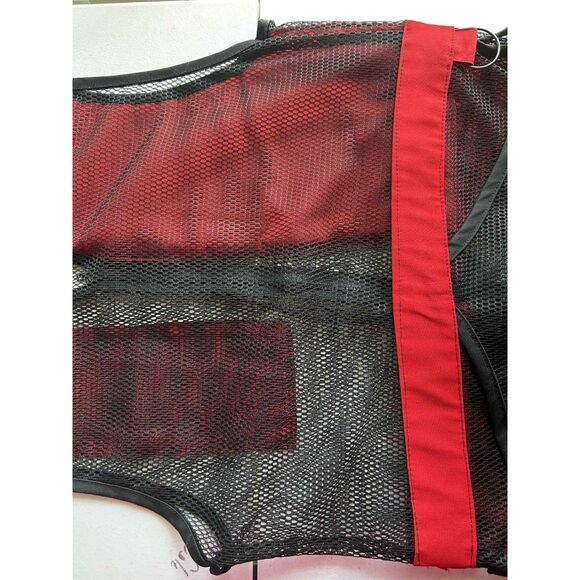 Chimere Shooting Vest Red Black Mesh Padded Trap Skeet Clay Shooting Gear Large - Picture 7 of 12